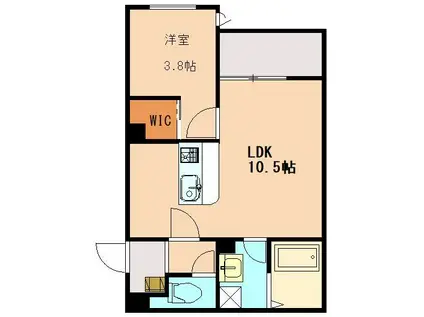 CRECIA片野II(1LDK/1階)の間取り写真