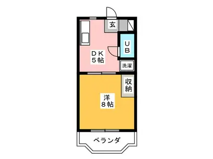 ルネッサンス9(1DK/1階)の間取り写真