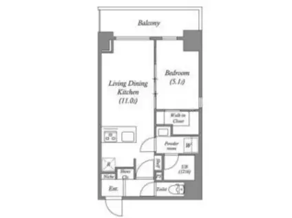 JPNOIE上町台龍造寺(1LDK/4階)の間取り写真