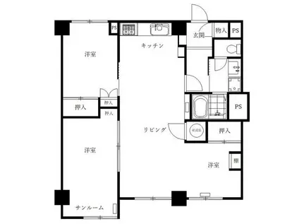 イリス宮の森(2LDK/6階)の間取り写真