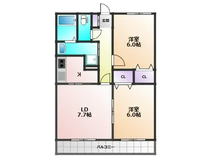 メゾンTOUMA(2LDK/2階)の間取り写真