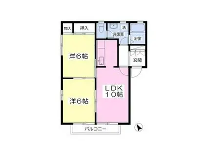 SLハイツ 1号棟(2LDK/1階)の間取り写真