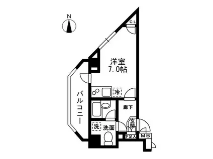 レジディア中落合A棟(ワンルーム/4階)の間取り写真