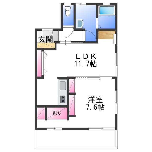 パロアルトB棟(1LDK/1階)の間取り写真