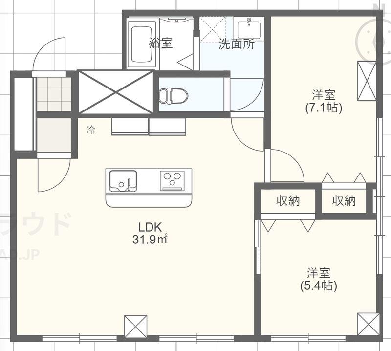 シティークレスト船橋(2LDK/1階)の間取り写真