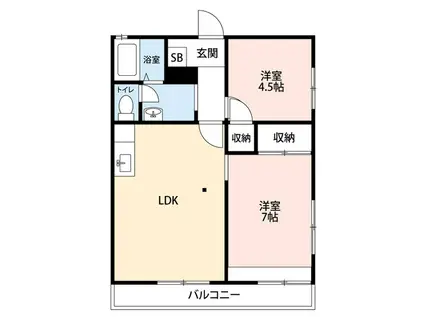 アーバンハウスB(2LDK/1階)の間取り写真