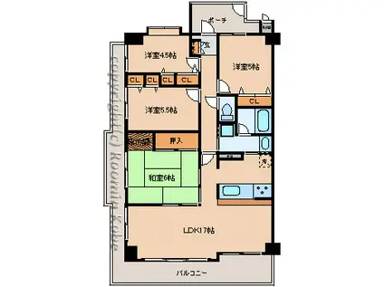 ウェルフェア明石(4LDK/6階)の間取り写真