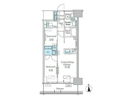 パークアクシス新宿百人町(2LDK/5階)の間取り写真