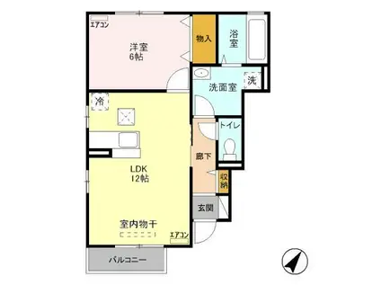 ヴィラ・アザレアA(1LDK/1階)の間取り写真