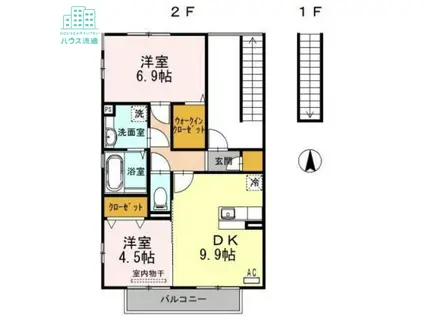 メゾンドソレイユ弐番館(2DK/2階)の間取り写真