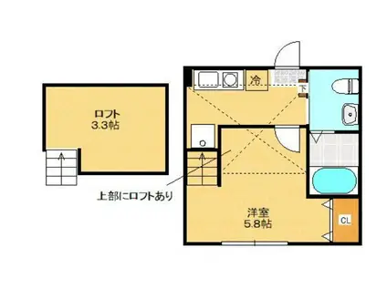 シティハイツ小金井(1K/2階)の間取り写真