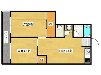 第1鳴戸ビル(2DK/4階)の間取り写真