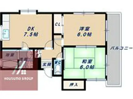 第2中尾ハイツ(2DK/2階)の間取り写真