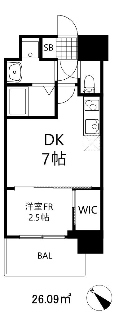 セレニテ神戸西エクラ(1DK/2階)の間取り写真
