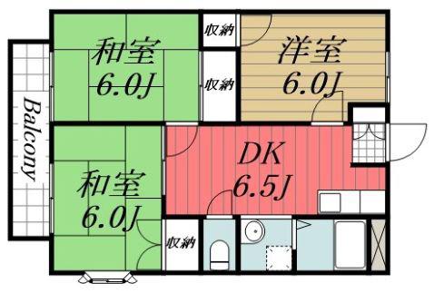 サンコーポ井野(3DK/2階)の間取り写真