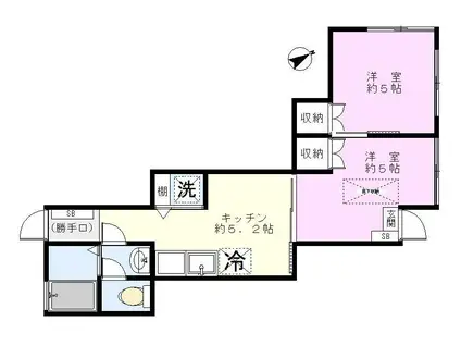 コーポ子安(2K/1階)の間取り写真