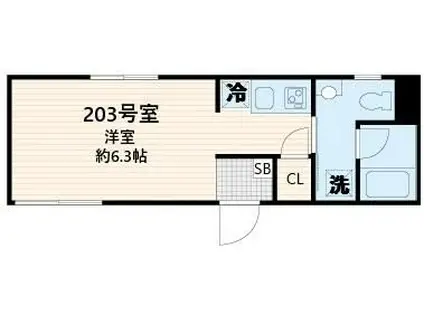 FULLEA東中野(ワンルーム/2階)の間取り写真