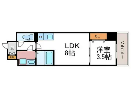 CREST TAPP 京都西京極DEX(1LDK/5階)の間取り写真