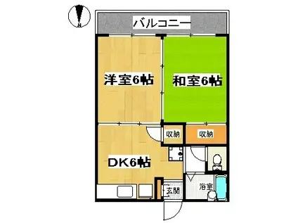 アクシス(2DK/1階)の間取り写真