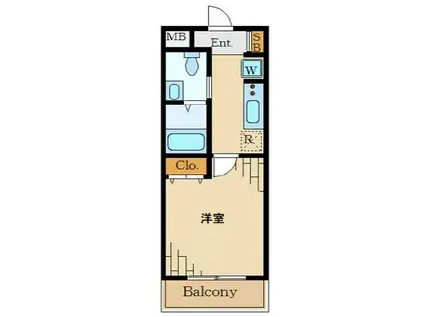 スカイコート品川御殿山イースト(1K/4階)の間取り写真