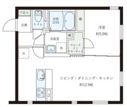 レピュア目黒本町レジデンス(1LDK/2階)の間取り写真