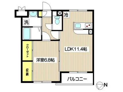 エスポワール多摩川(1LDK/3階)の間取り写真