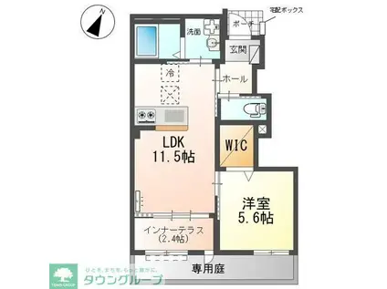 瀬音のいおり(1LDK/1階)の間取り写真