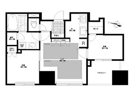 プラウド市谷柳町(2LDK/6階)の間取り写真