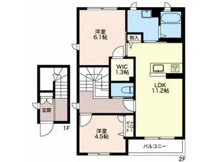 グランメゾン萌(2LDK/2階)の間取り写真