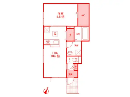 カーサリベーラK棟(1LDK/1階)の間取り写真