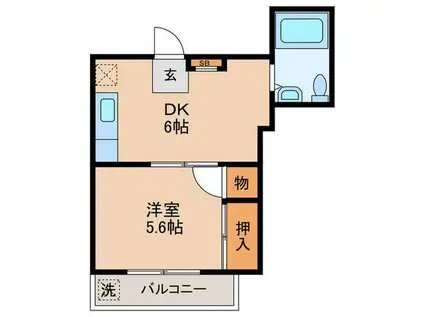 フクミハイム(1DK/2階)の間取り写真