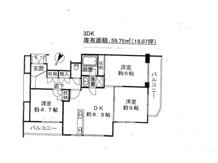 代官山風の館(3DK/1階)の間取り写真