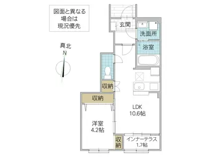 那珂市菅谷字杉原アパート(1LDK/1階)の間取り写真