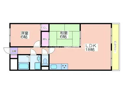 シュテルンパラスト鈴栄(2LDK/3階)の間取り写真