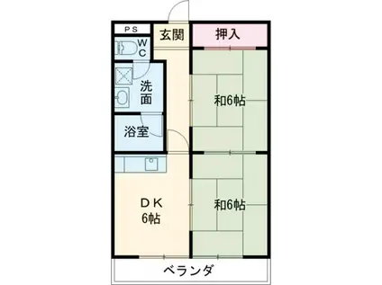 グリーンコートヒロI(2DK/2階)の間取り写真