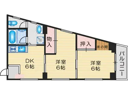 吹田朝日マンション(2DK/5階)の間取り写真