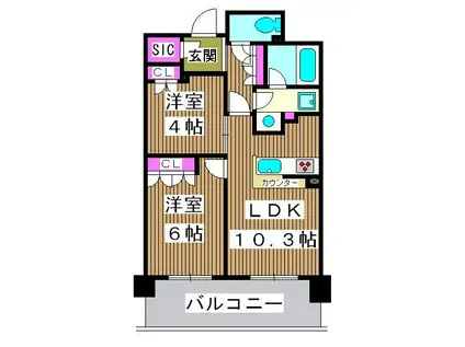 BLESS上池袋(2LDK/5階)の間取り写真