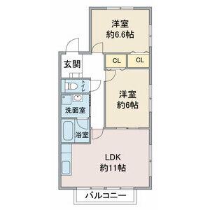 ルースリーリヤ(2LDK/2階)の間取り写真
