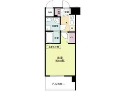 CASSIA十三(1K/2階)の間取り写真