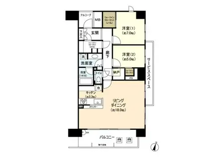 パークホームズ仙台定禅寺通(2LDK/11階)の間取り写真