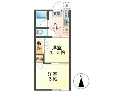 コーポ椚田(2K/1階)の間取り写真