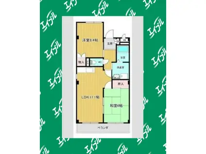 WAVE HOUSEII(2LDK/1階)の間取り写真