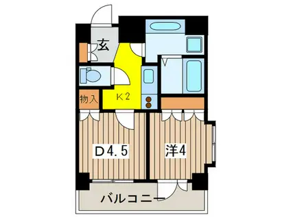 コートラクリア京橋(1DK/10階)の間取り写真