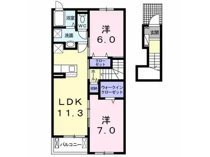 ディアコート船屋IV(2LDK/2階)の間取り写真