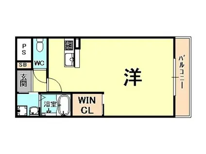 オーベルジュ岡本(ワンルーム/3階)の間取り写真