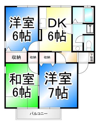 ルピナス風間(3DK/2階)の間取り写真