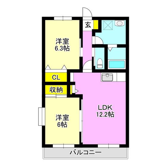 井野マンション(2LDK/2階)の間取り写真