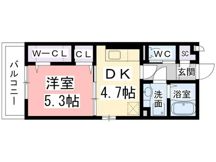 ORE BIOS 和泉府中(1DK/1階)の間取り写真
