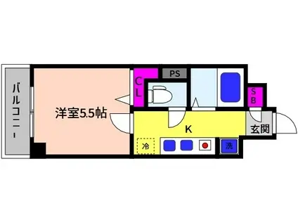 ジョイフル御影III(1K/5階)の間取り写真