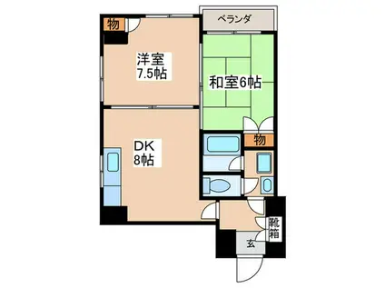 銀杏町レジデンス(2DK/5階)の間取り写真